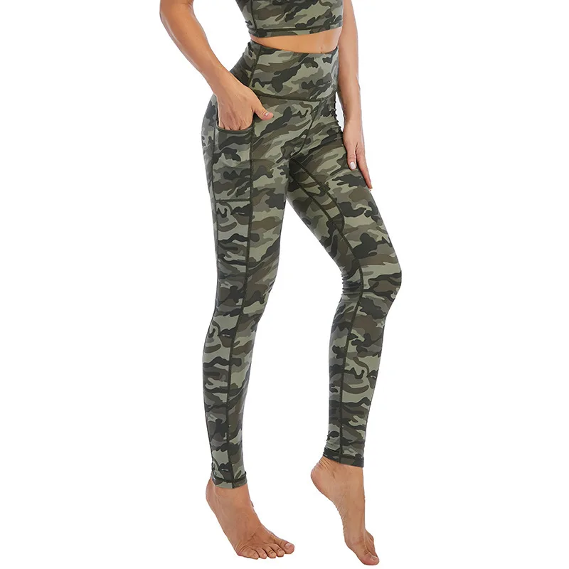 Mallas deportivas de estiramiento alto con estampado Floral para mujer, pantalones deportivos con bolsillos, pantalones de camuflaje para batalla para exteriores, ropa de calle 7Z