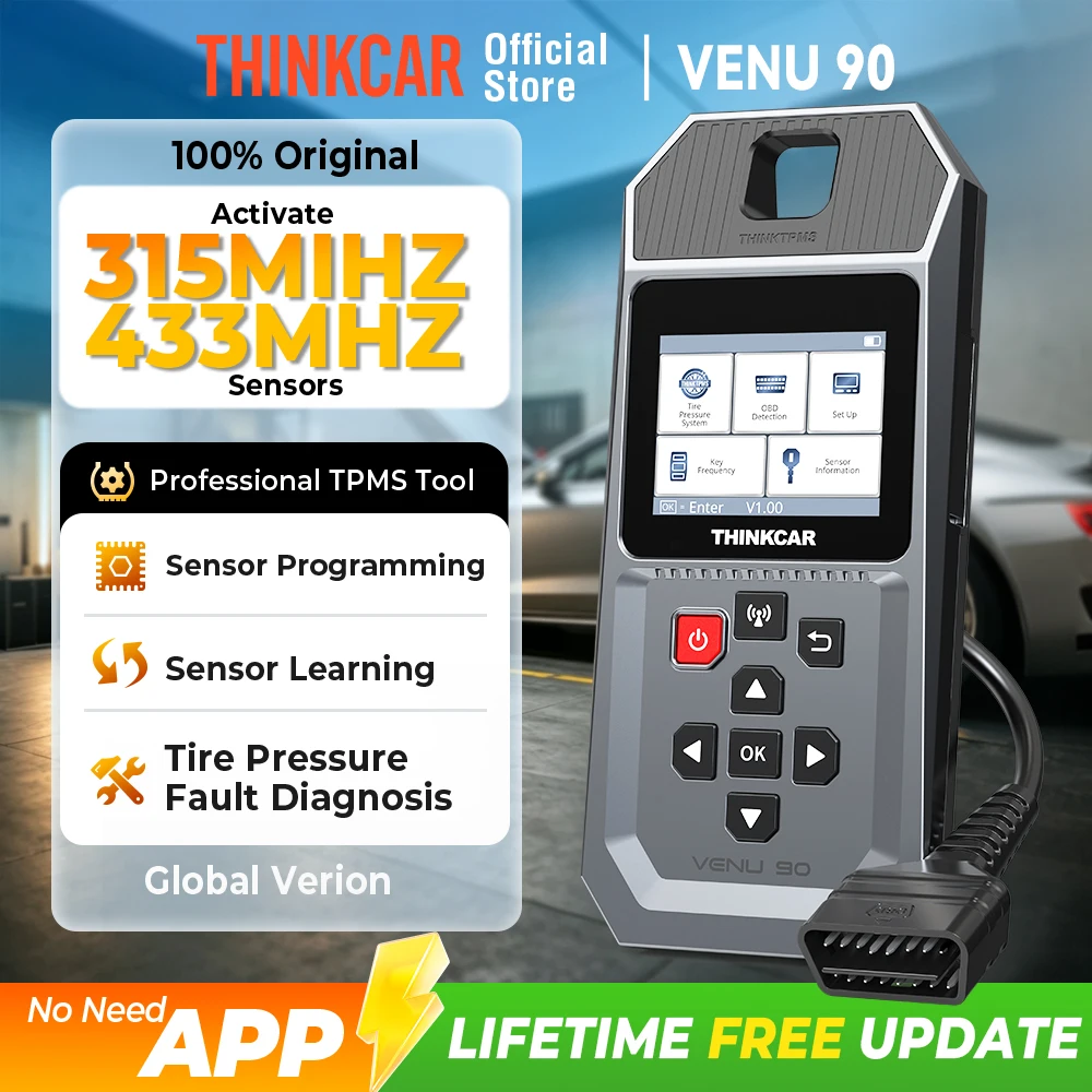THINKCAR VENU 90 Ferramenta de diagnóstico de pressão de pneu de carro Sensor TPMS automotivo Programação Aprendizagem Ativador para ThinkTool Pro 689BT