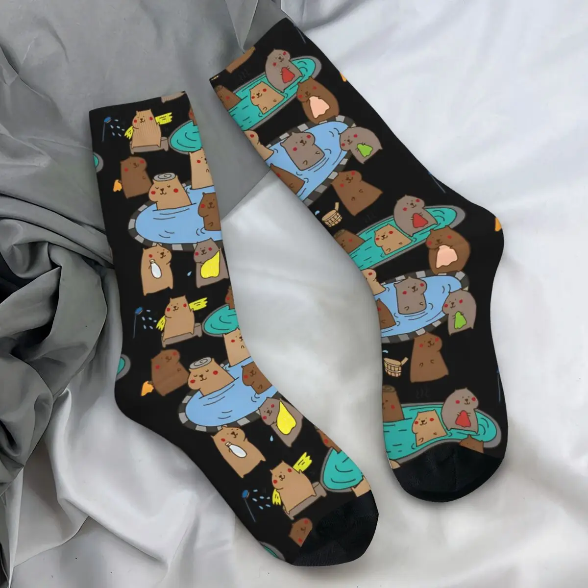 Having A Capybara Time Socks Vintage Stockings Unisex Men Quality Outdoor Socks Spring Graphic Non Skid Socks