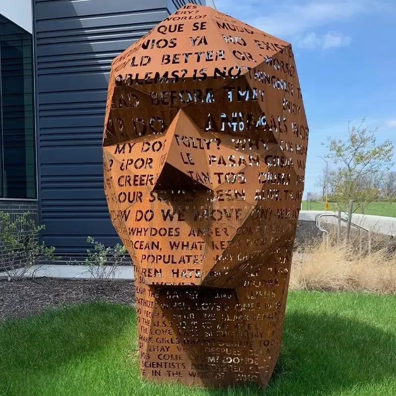 Vincentaa Custom Corten Steel Face Sculpture Custom Three-dimensional Abstract Art