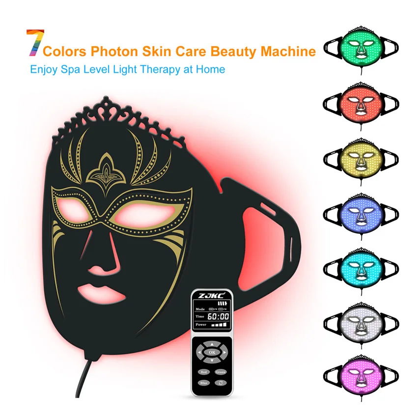 Professional 7 Colors Light Therapy Facial Treatment Mask Infrared Device Pdt for Improve Blackheads Fine Lines Acne Whitening