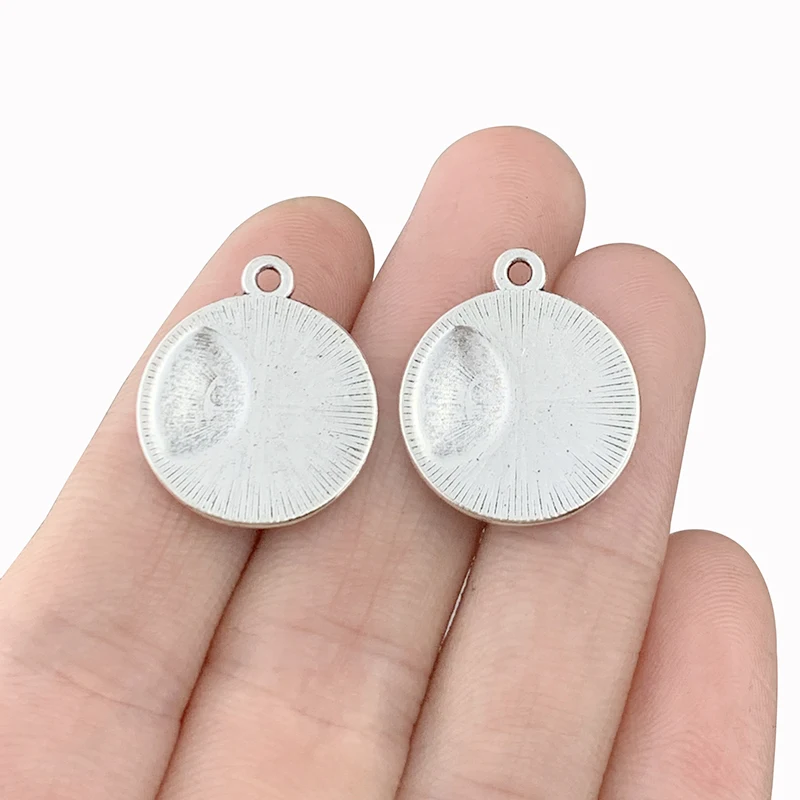 15 x Antique Silver Color Round Sun Charms Pendants Beads for DIY Earrings Necklace Jewelry Making Findings Accessories 20x23mm