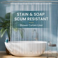 Clear Shower Curtain Plastic Shower Liner PEVA 180x180CM Lightweight Waterproof Shower Curtains for Bathroom with 12Pcs Hooks