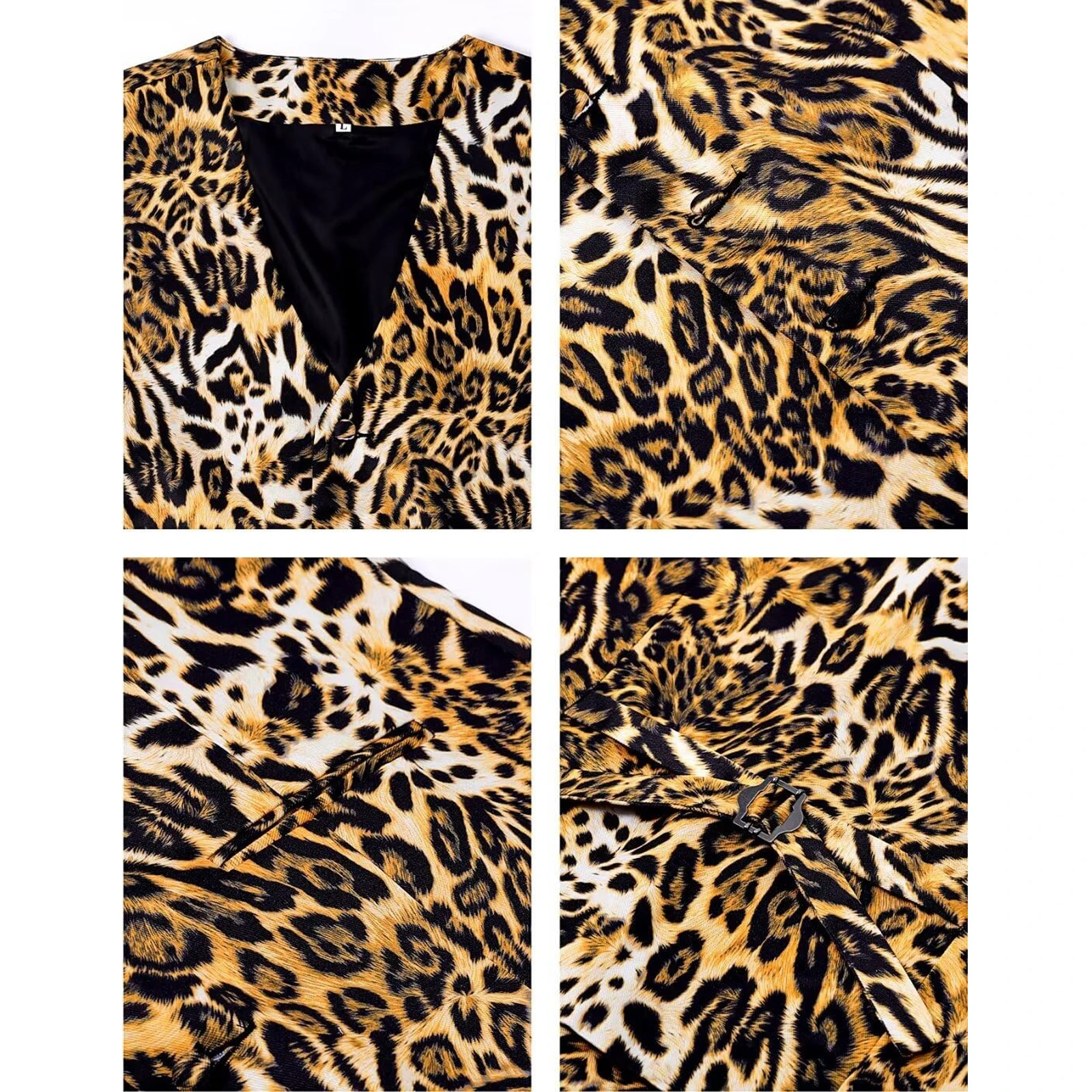 2 PCS Men Animal Print Vest Party Suit Waistcoat Adult Leopard Tiger Print Costume Funny Performance Photography Vest + Bow Tie