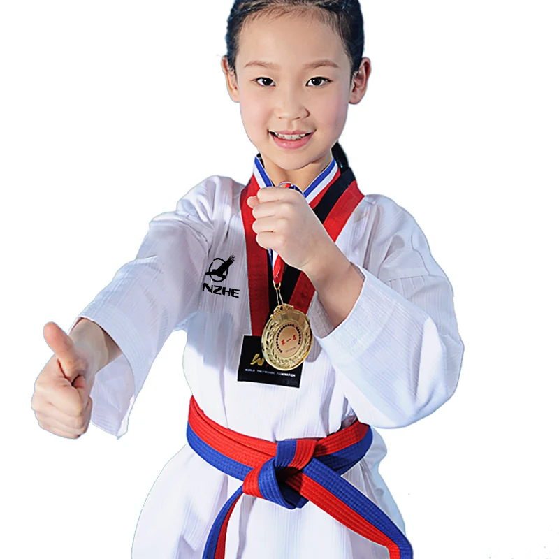 

Taekwondo Dobok Protector Uniform Stripe Clothes Professional Myfi Long-Sleeve Karate Suit WTF Dedicated Child and Adult