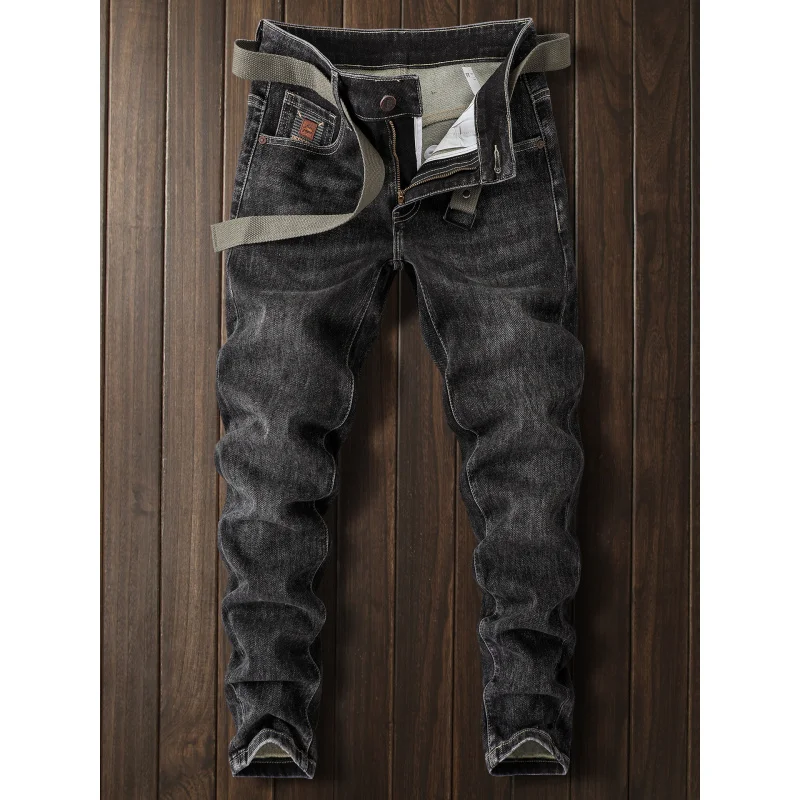 2025 autumn new jeans men's trendy versatile casual Korean version elastic small foot high-end long pants