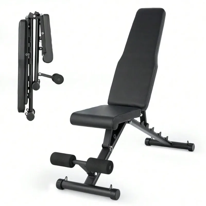 Adjustable Foldable Weight Bench For Home Gym, Heavy Duty Workout Bench With Multi-Position Incline Decline Flat, Full Body Strength Training Bench, Space Saving Design For Small Apartments
