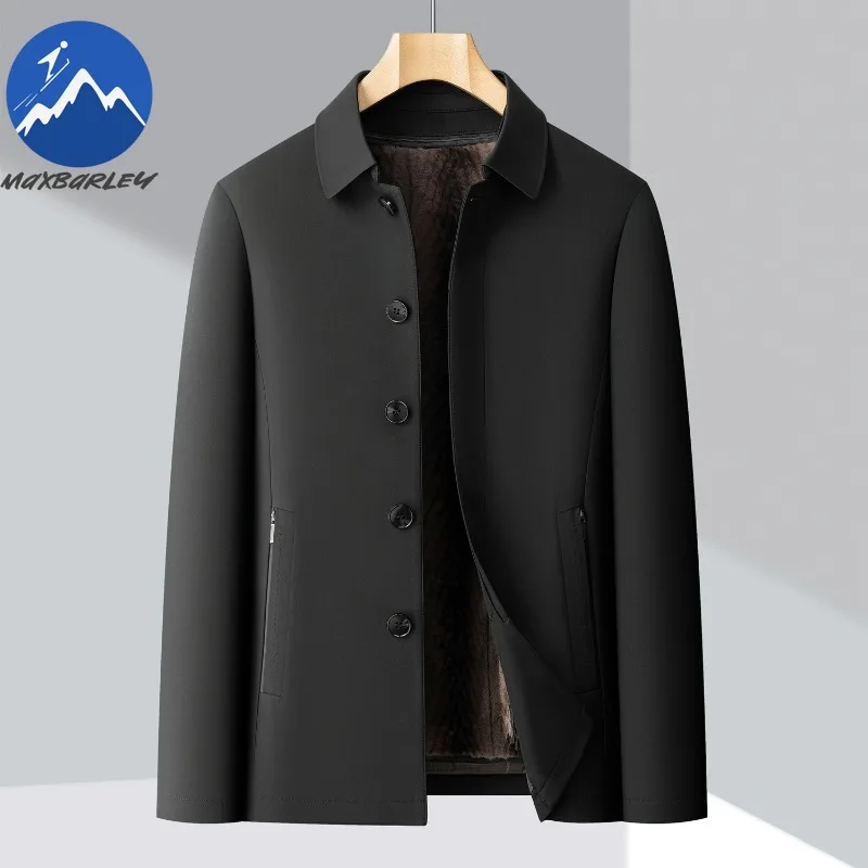 

Maxbarley Men Down Jacket Trendy Lapel Outdoor Work Thickened Warm Parka 2025 Detachable Inner Lining Lightweight Winter Jackets