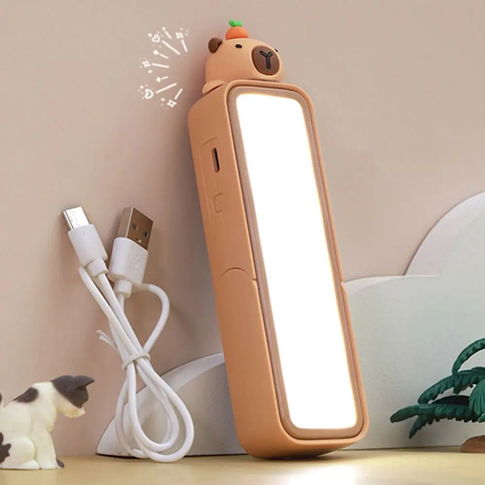 

USB перезаряжаемая настольная лампа с капибарой, многофункциональная маленькая ночная лампа с милыми мультяшными животными, забавная 3-ступенчатая регулируемая настенная лампа