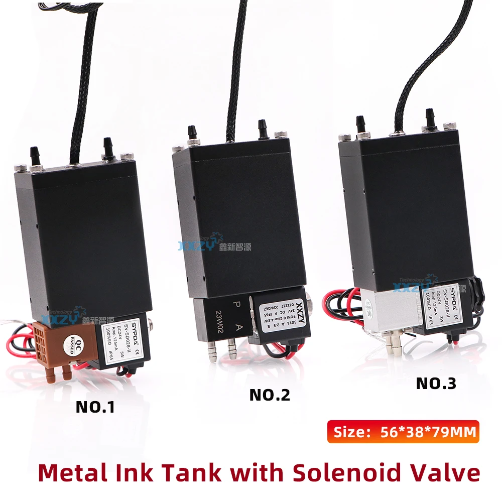

Металлический вспомогательный бак для струйного принтера 56*38*79 мм для планшетного УФ-принтера, чернильный бак отрицательного давления с электромагнитным клапаном, картридж с чернилами 24 В