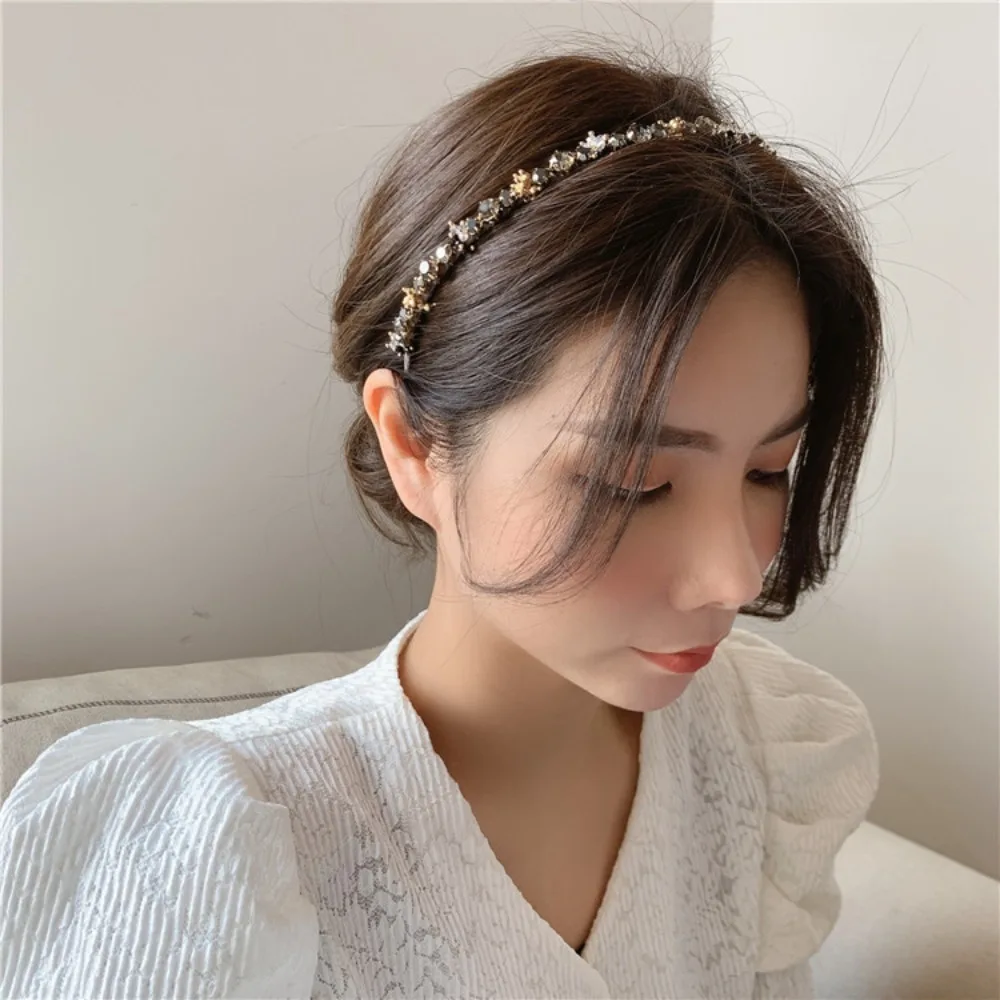 South Korea Crystal Rhinestone Headband Net Red INS French Elegant Headband Banquet Hair Pressure Hair Headdress Women