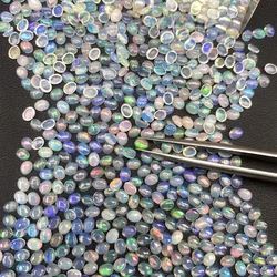 Wholesale 10pcs Natural Genuine Fire Opal 3x4mm Oval Semi-Precious Gemstone Cabochon Ring Face For Jewelry