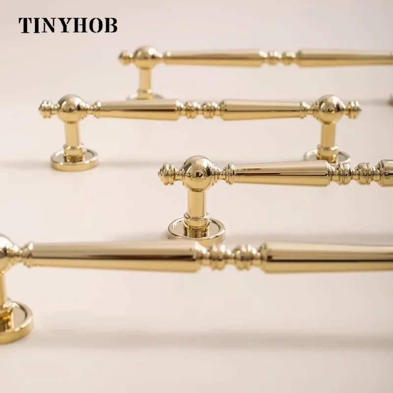 Bright Gold Solid Cabinet Handle and Knob Brass Drawer Knobs T Bar Bedroom Kitchen Cupboard Hardware Bathroom Furniture