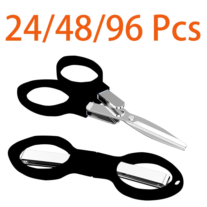 24-96 ชิ้นกรรไกรพับสแตนเลสมัลติฟังก์ชั่โลหะผสมกรรไกรพลาสติกสะดวกและน้ําหนักเบา