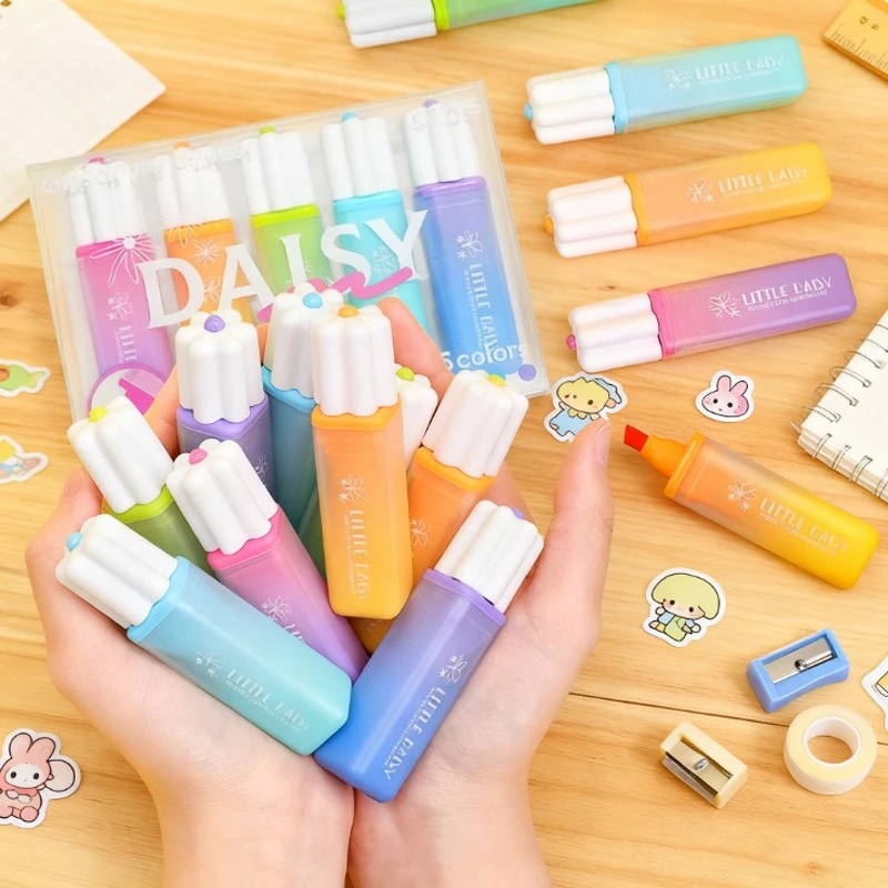 

5pcs Scented Highlighter Axe-shaped Pen Tip Not Easy To Penetrate Paper for Student Notes Marking Graffiti Notebook Decoration