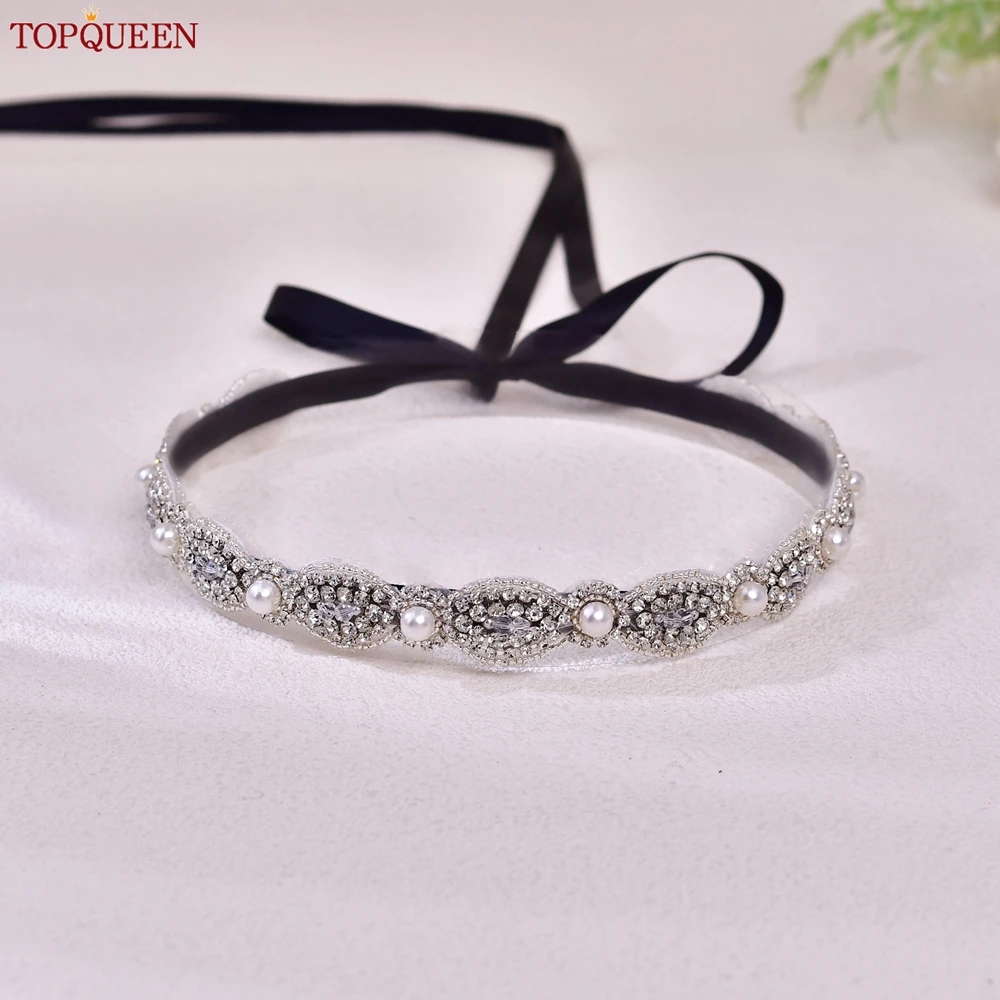 TOPQUEEN Bridal Belt Pearls Crystal Decoration Sash for Women Ladies Wedding Evening Party Dress Gown Applique Handmade  S435