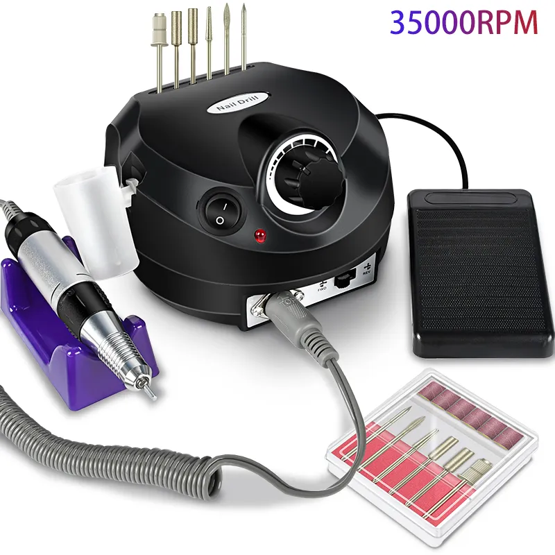 Taladro eléctrico para uñas de 35000RPM, máquina de manicura profesional, juego de lijadora de uñas, broca para uñas, equipo pulidor portátil para salón de uñas