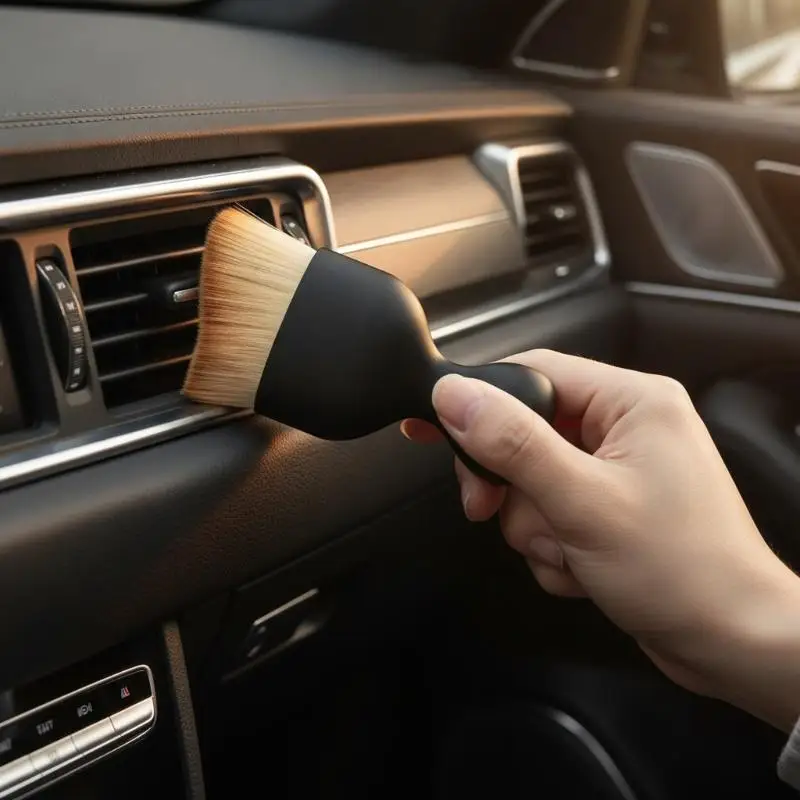 Car Interior Cleaning Brush Conditioner Air Outlet Soft Fur Clean Brushes With Shells Crevice Dust Removal Detailing Brush Tools