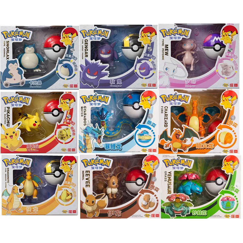 Figuras de Pokémon Anime Charizard Pikachu Gyarados, figura de monstruo de bolsillo, juguete de de de deformación de acción de Pokeball, modelo regalo para niños