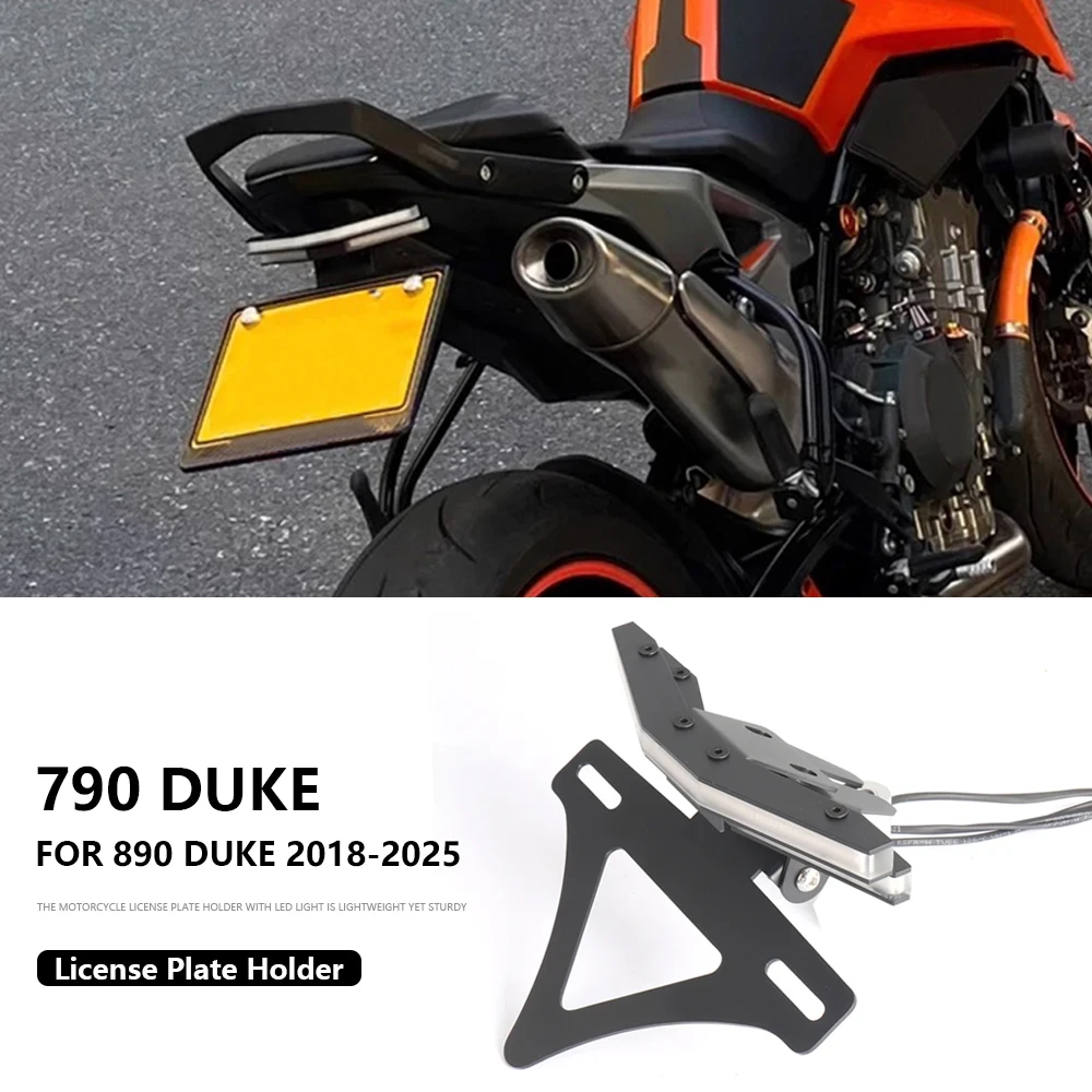 

790 Duke 2024 2025 License Plate Holder For 790Duke 890 DUKE 890Duke 2018- Motorcycle Tail Tidy Rear Fender Eliminator LED Light