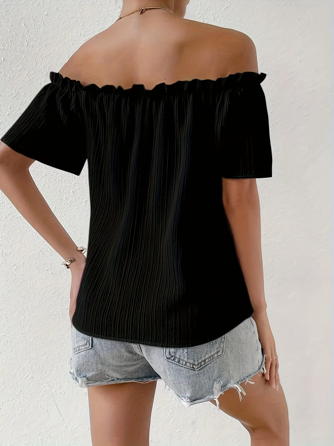 Summer Elegant Strapless Shirt for Women Casual Office Lady Solid Chiffon Blouses Fashion Off the Shouder Tops