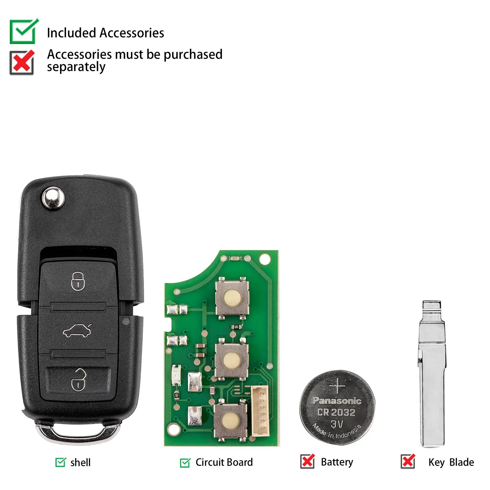 KEYDIY KD B01-3 Universal Flip Remote Key 3 Buttons Compatible with VW Type Vehicles Smart Remote