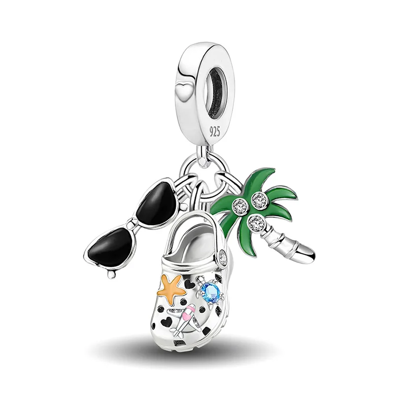 925 Silver Plated Seaside Vacation Casual Series Pendant Bead Diy Bracelet Bangle Making Gift Of High Quality Fine Jewelry