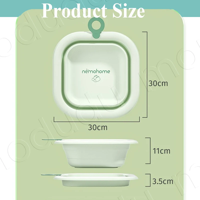 Baby Foldable Washbasin, Portable Collapsible Basin for Newborn Face Foot Butt Wash, BPA Free Hanging Travel Tub Kit