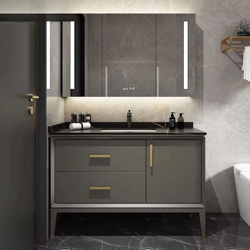 

Solid wood slate bathroom cabinet combination floor-standing washbasin washbasin bathroom sink