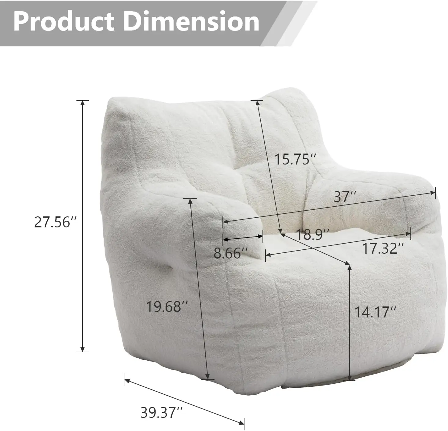 Bean Bag Chair Large Bean Bag Chair for Adults with Armrest Comfy Bean Bag Sofa with Foam Filling Fluffy Lazy Chair Soft Teddy F