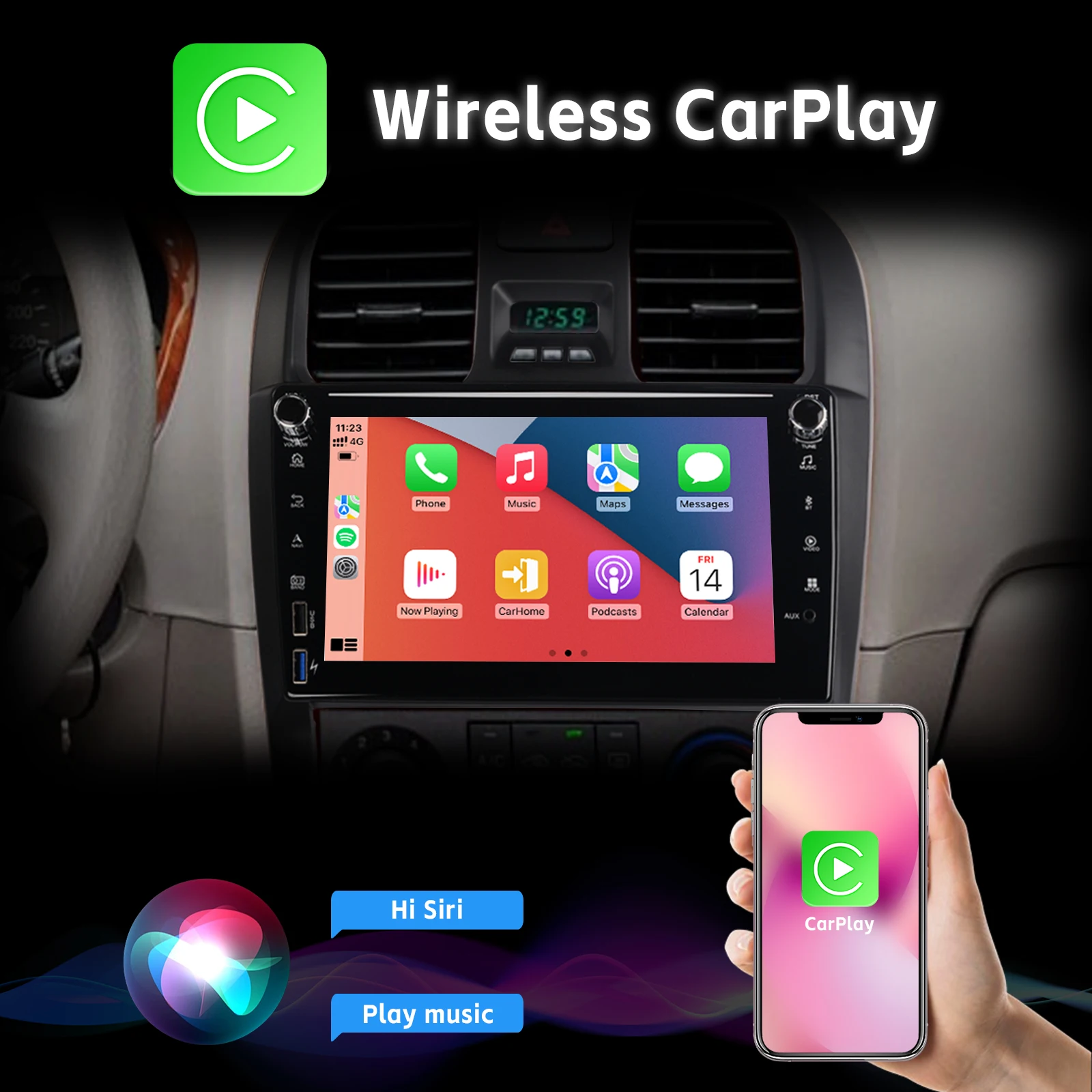 8" Car Radio Wireless Carplay Android Auto HD IPS Touch Screen DAB+ AHD Rear View Camera BT SWC for Hyundai Sonata 2004-2009