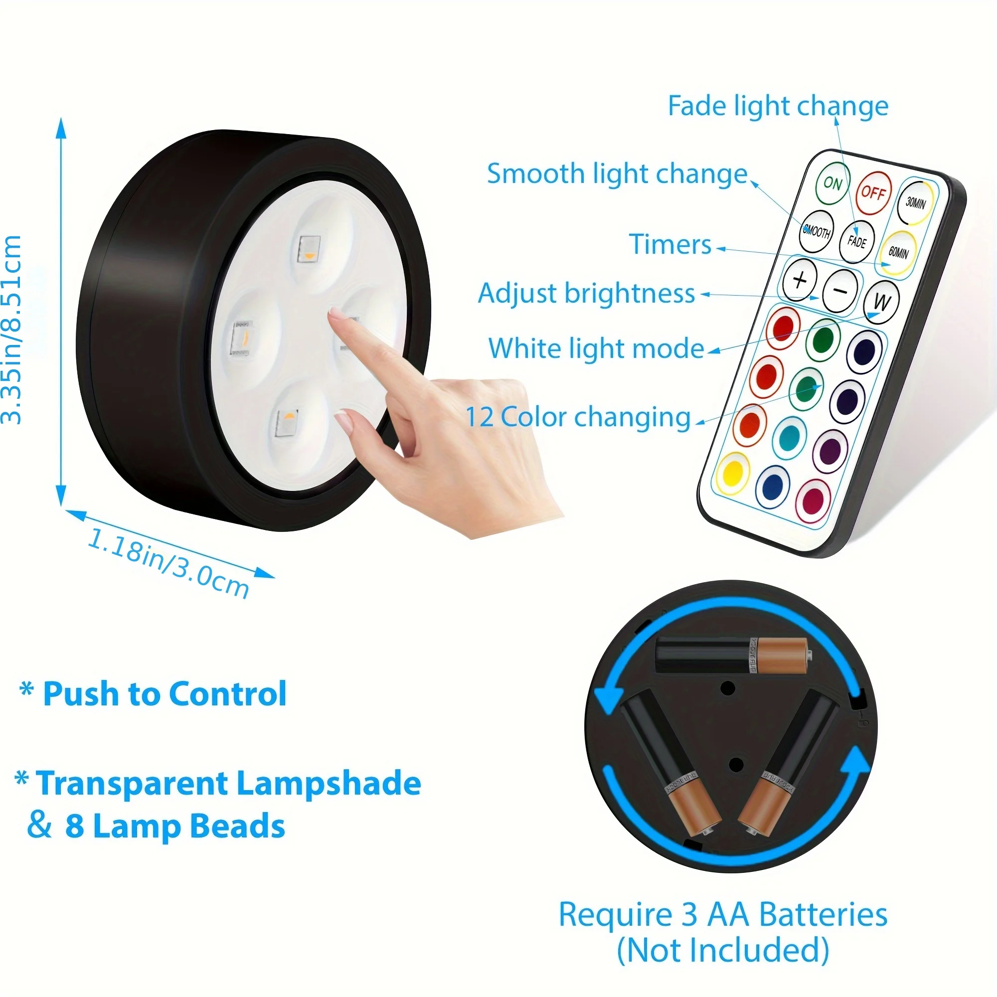 Magnetic LED Picture Light RGB/CCT Wireless Wall Lamp Battery Operated with Remote Control Dimmable Timer Painting Light 3/6pcs