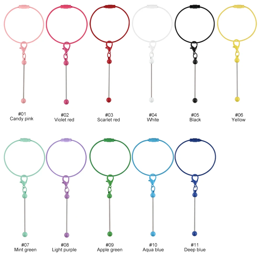 5pcs 15CM Colours Stainless Steel Wire Rope Keychain Chain Connector With Beadable Keychain Bars For Jewelry Making Accessories