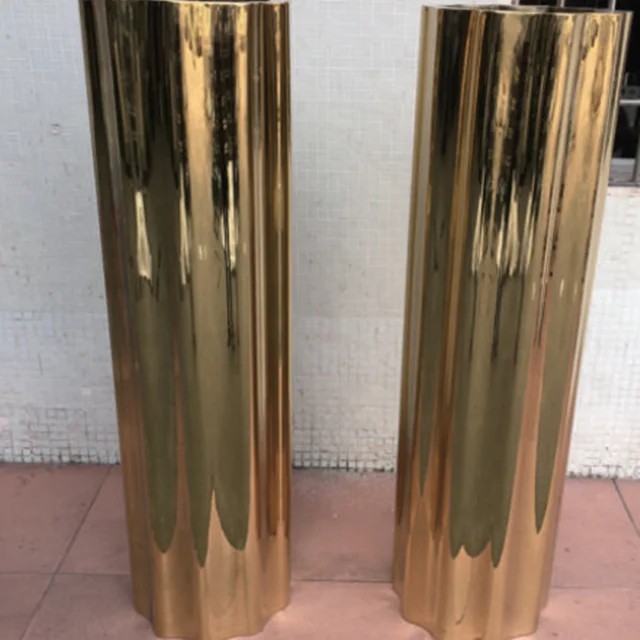 Home & Garden Indoor Or Outdoor Decor Stainless Steel Metal Tall Large Gold Flower Pot Stand / Plant Pot