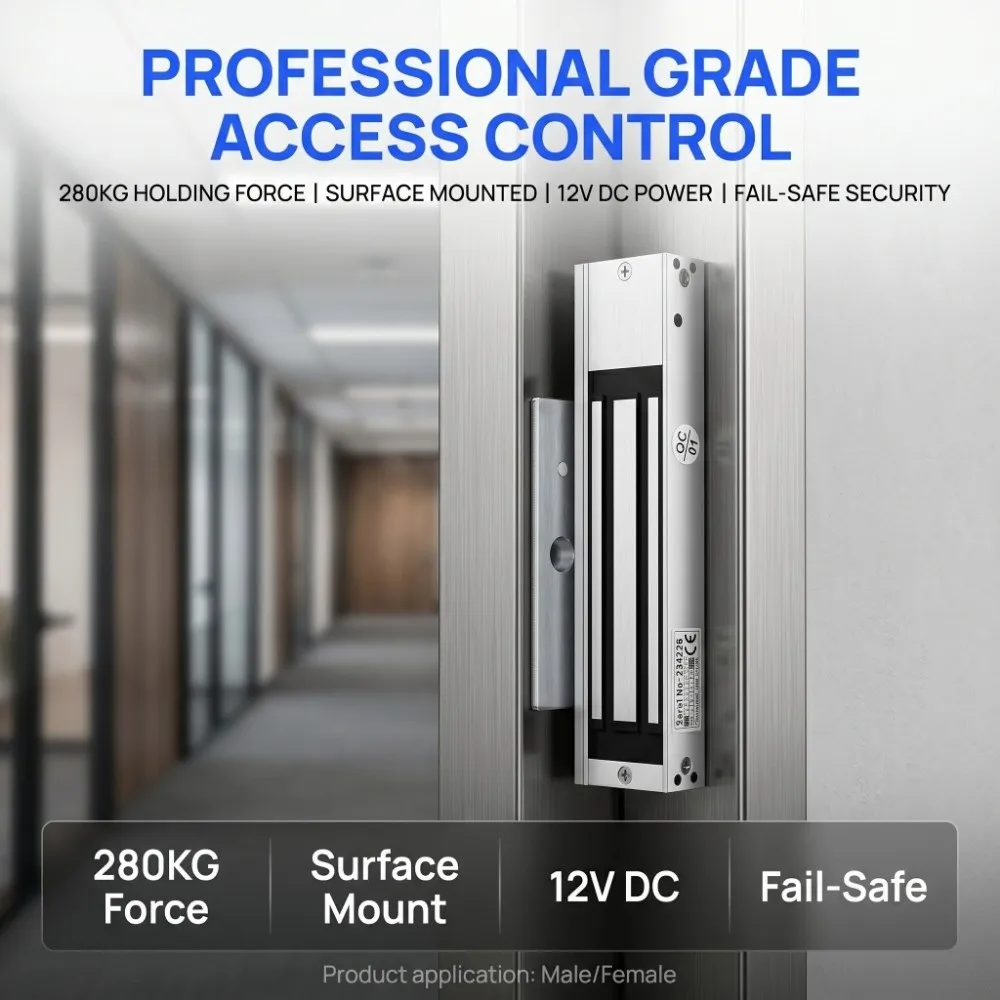 

60/280KG Holding Force Electric Magnetic Door Lock 12V DC Access Control System Electromagnet Lock Magnetic Exposed