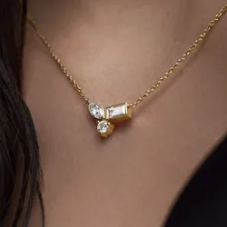 New Romantic Three Zircon Pendent Neckalce for Women Stainless Steel Necklace Wedding Engagement Jewelry