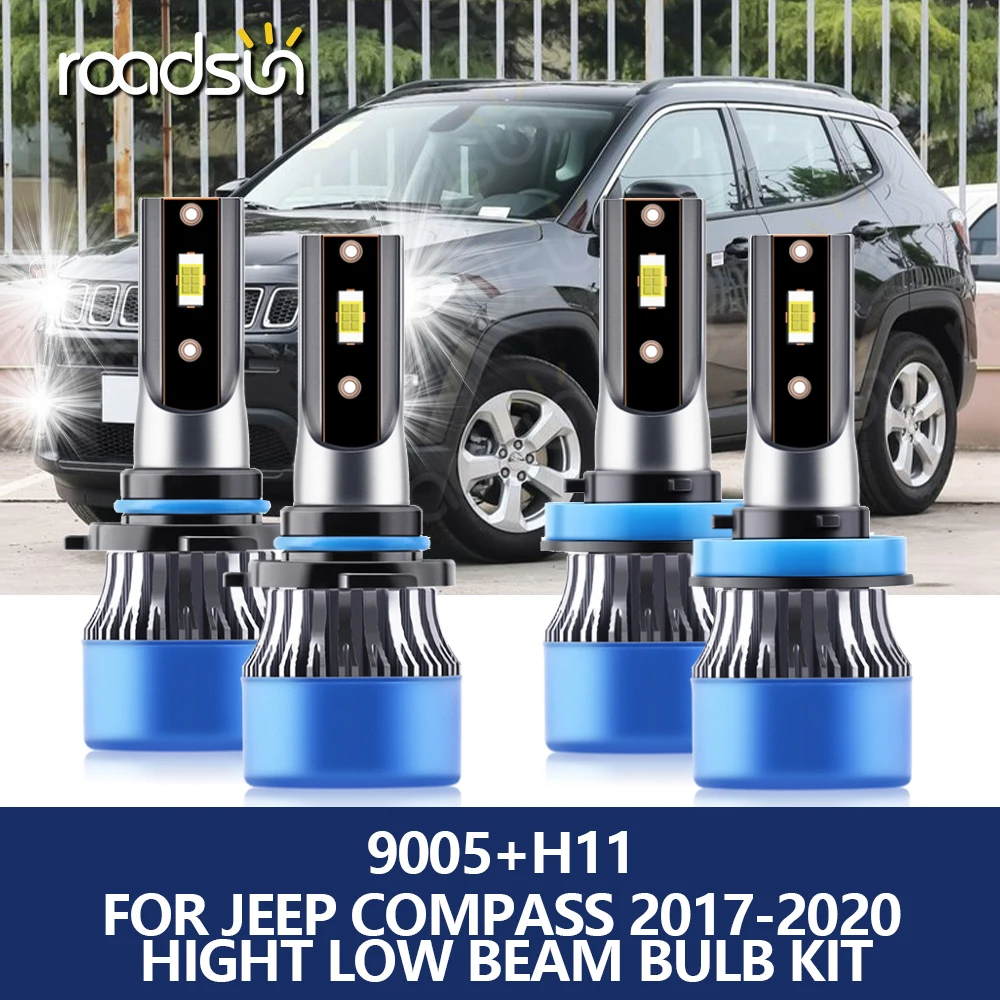 

roadsun 9005 H11 LED Headlight Car Bulbs 20000Lm HB3 110W CSP Chip 6000K White For Jeep Compass 2017 2018 2019 2020