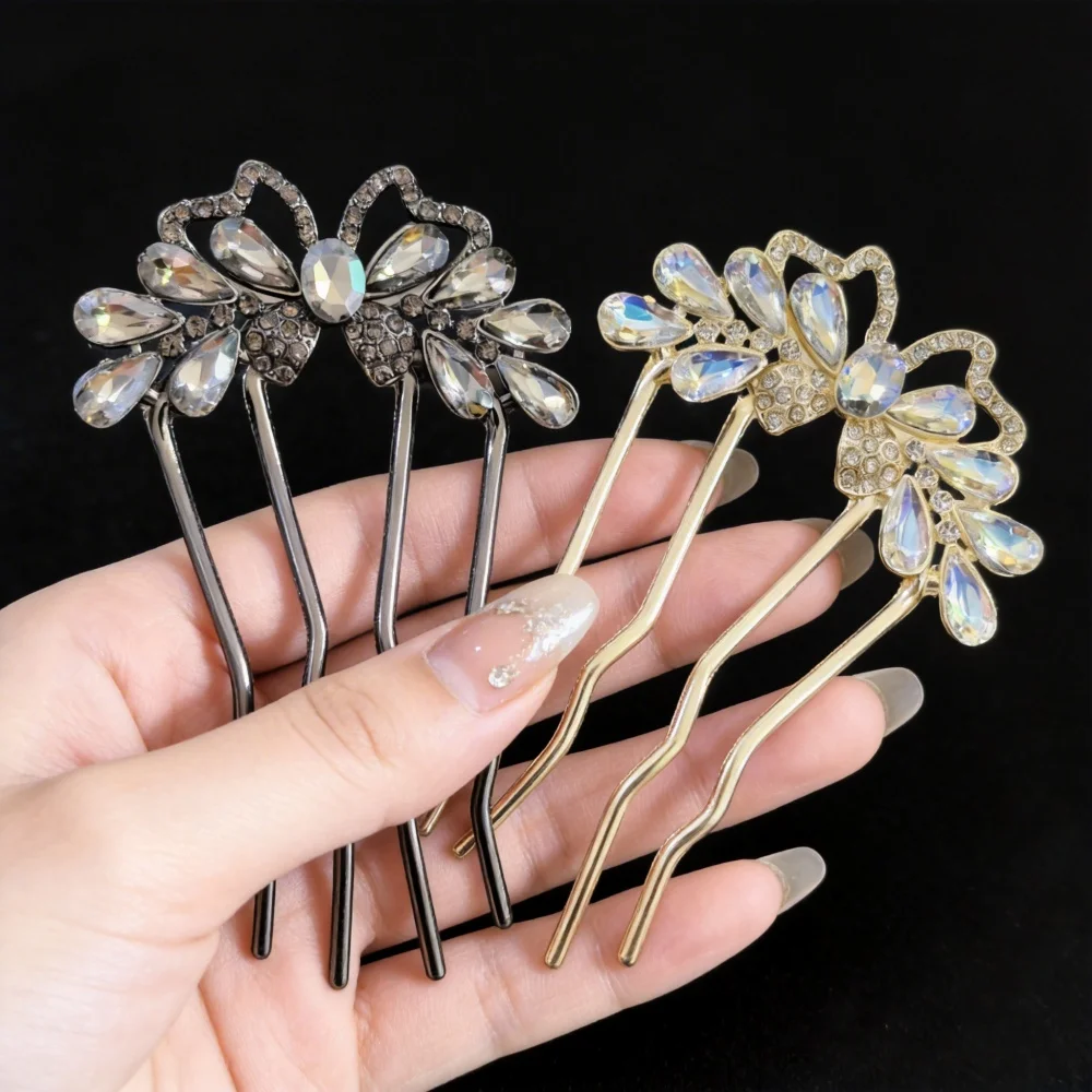 

Роскошная хрустальная заколка-гребень для волос для женщин, металлическая шпилька для пучков, свадебных причесок, выпускных вечеров и повседневной укладки волос