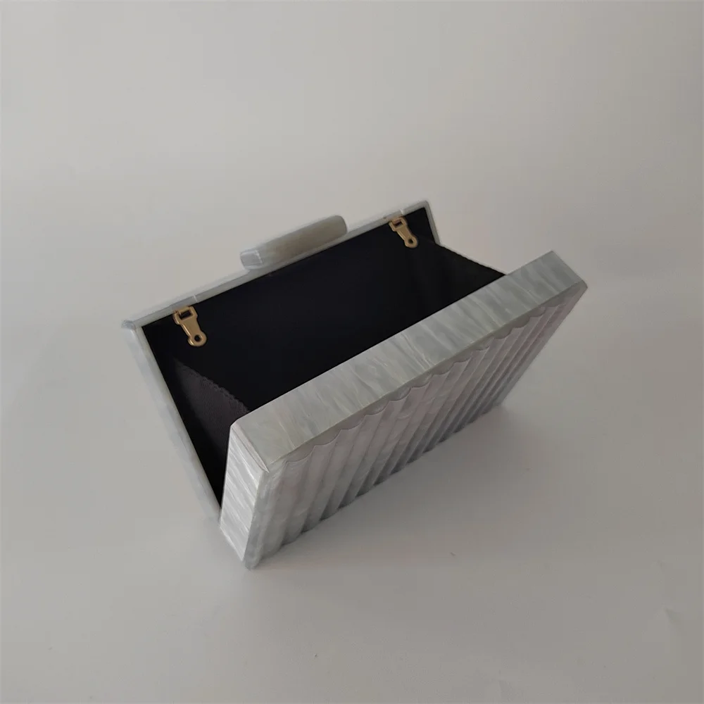 Marble PVC Wallets Luxury Women Gray Clutch Bag Acrylic Evening Bags Chic Wedding Party Cross-Body Striped Carteras Para Mujer