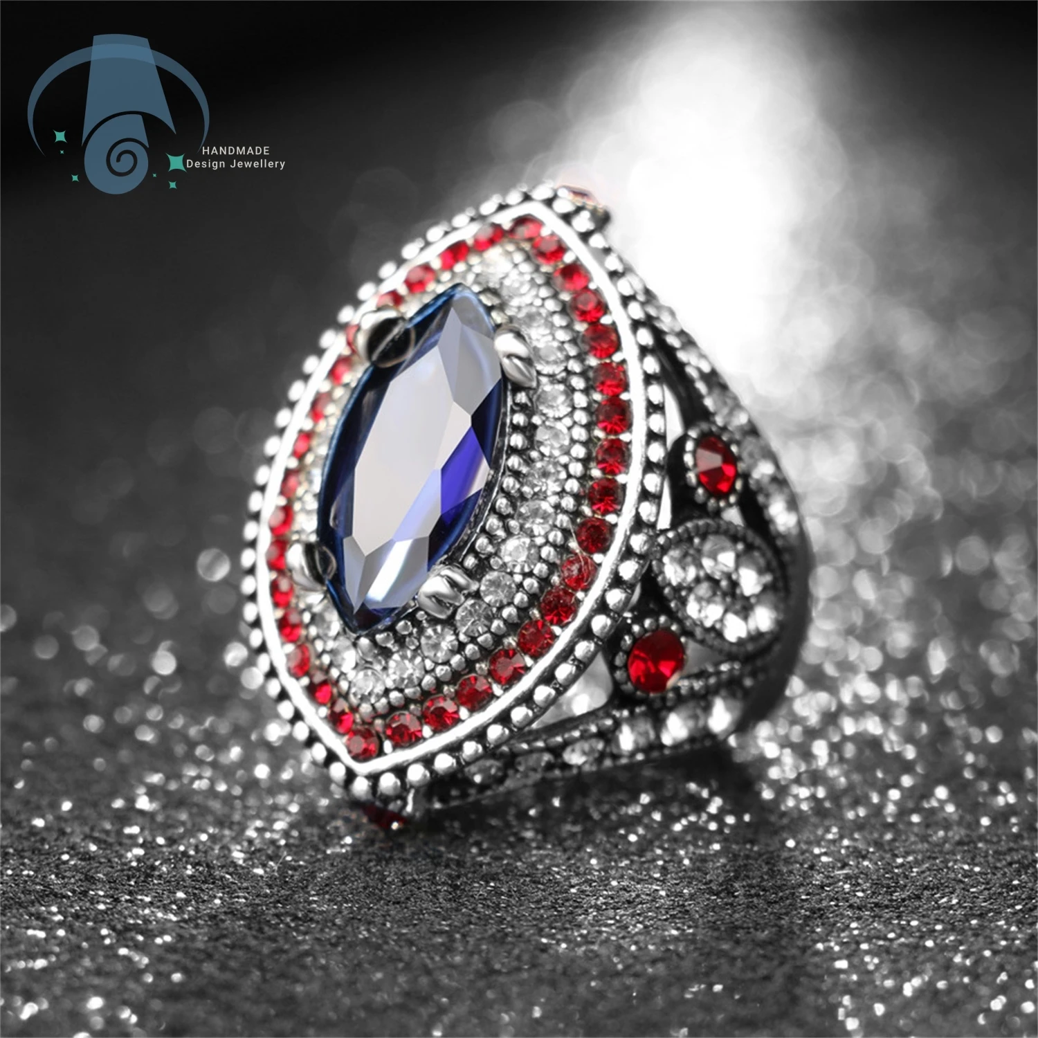 

Винтажное эффектное кольцо в богемном дворцовом стиле, из сплава, с ручной инкрустацией кристаллами циркона, дизайн «маркиз», регулируемое, подарок для женщин