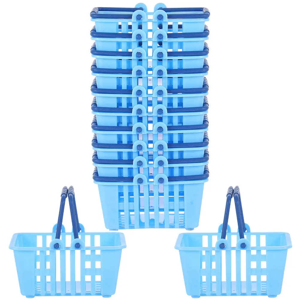 

12Pcs Mini Shopping Basket Premium Material Long-Lasting Use Kids Plaything Pretend Shopping Basket Desktop Storage Ornament