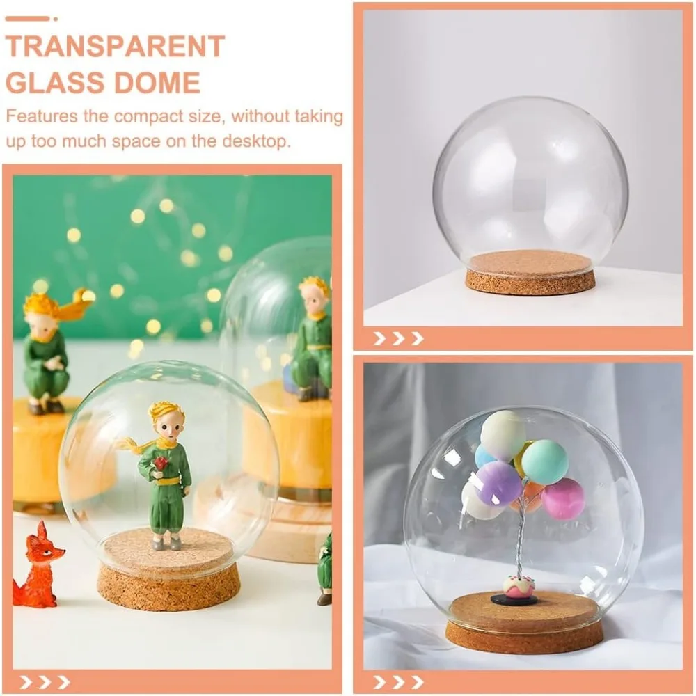 Set of 6 Glass Dome Lid Decorative Display Jars 2.5x2.7\