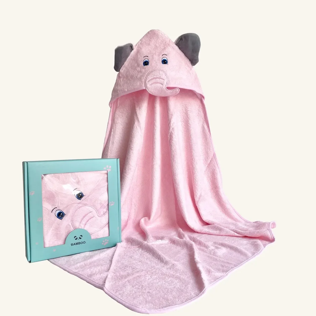 High Quality Organic Bamboo Hooded Baby Towels With Animal Design 35"*35" Custom Packing Super Soft Comfortable Baby Bath Towel