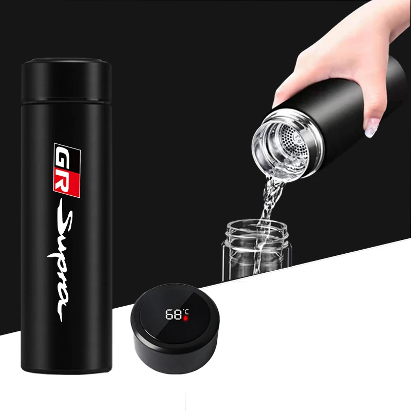 

Car Thermoses Water Bottle Portable Travel Mug with Smart LCD Touch Screen For TOYOTA GR SPORT GR GAZOO RACING GR GR SUPRA