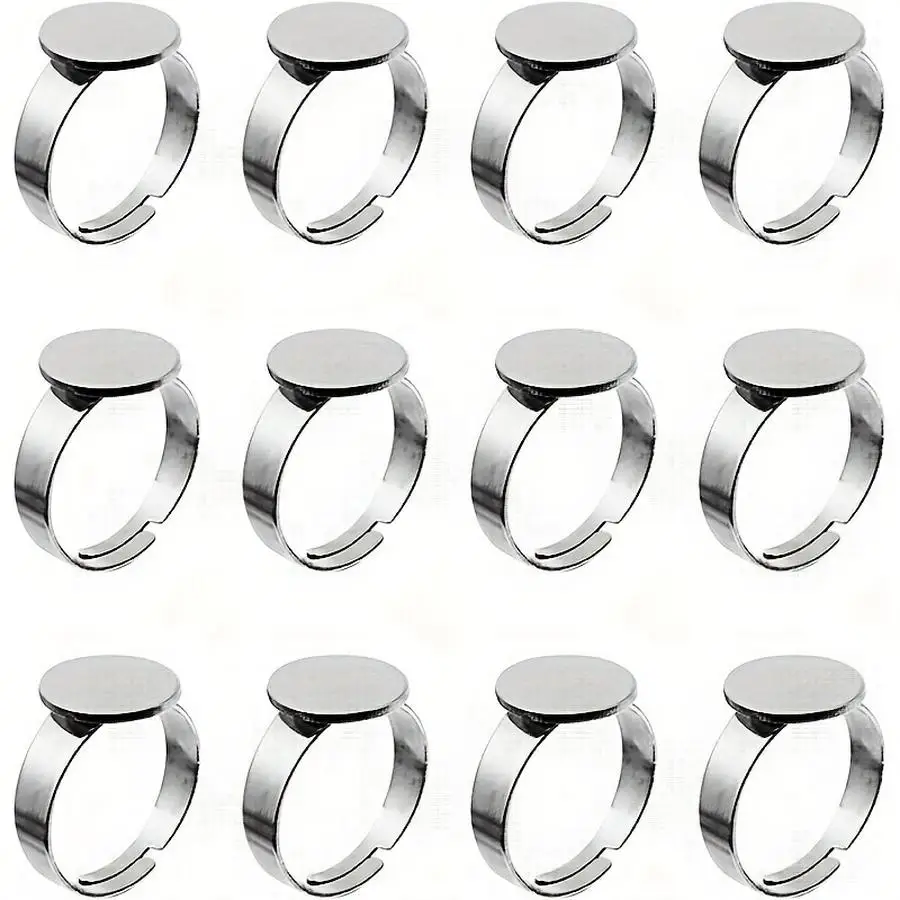 1/5/10/20/50/100pcs Adjustable 6/8/10/12mm Stainless Steel Ring Blanks (Base Blanks) - Bezel Settings, Disc Pad Rings for DIY Je