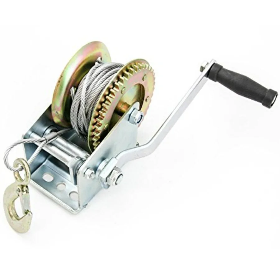 

Hand Winch 2000 lbs Hand Crank Cable Gear Winch for ATV Boat Trailer Heavy Duty Steel Blue