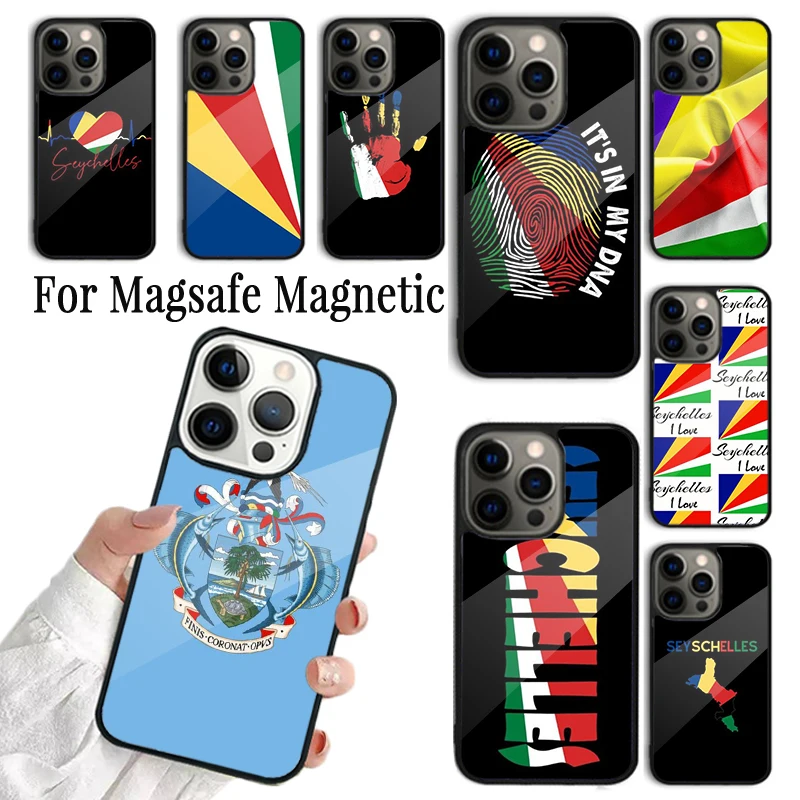 Coque Phone Case For iPhone 16 15 14 13 12 Mini 11 Pro Max Plus Magsafe Magnetic Wireless Charging Cover Seychelles Flag