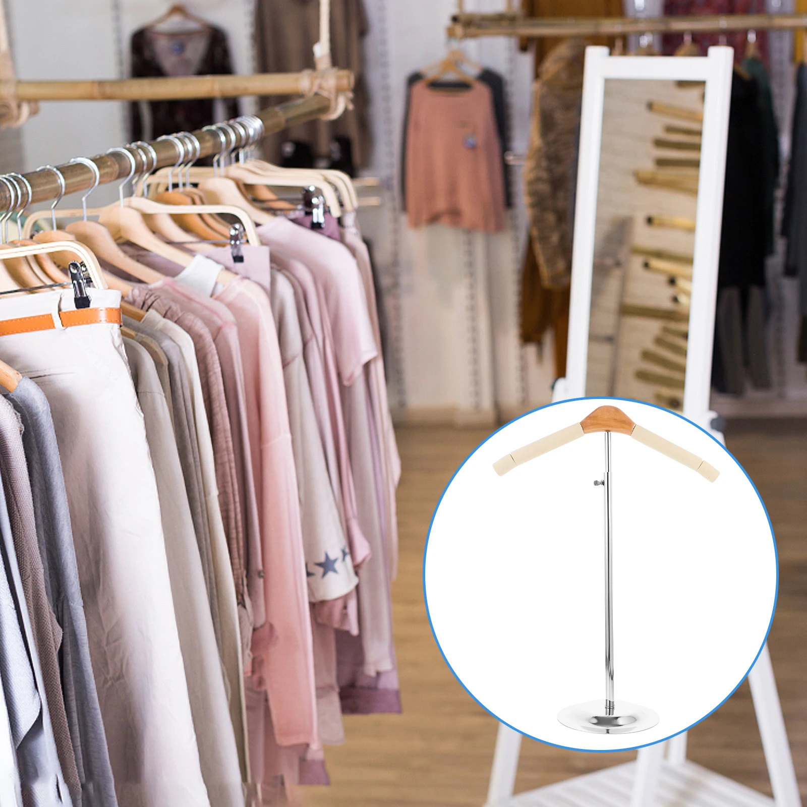 

Adjustable T Shirt Display Stand 46 5 79 cm Stainless Steel Clothes Rack Retail Women Wear Small Hanger Garment