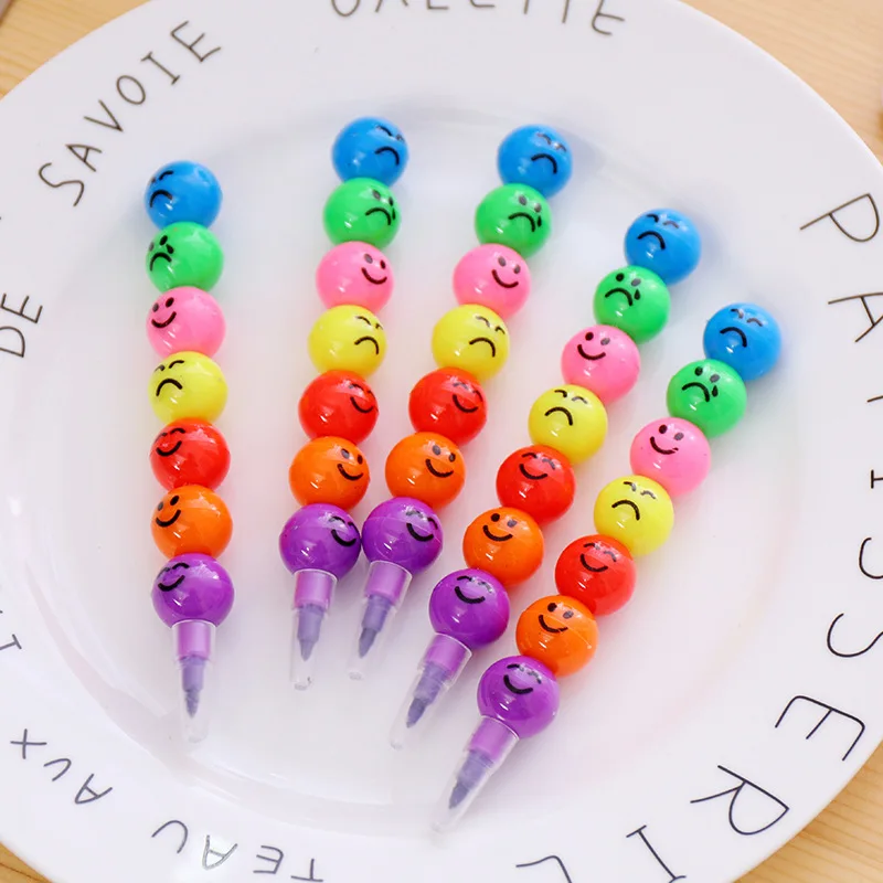 10 PCS/Lot Creative 7 Colors Sugar-Coated Haws Crayons Cartoon Graffiti Pen Stationery Gifts For Kids Crayon Wax Pencil