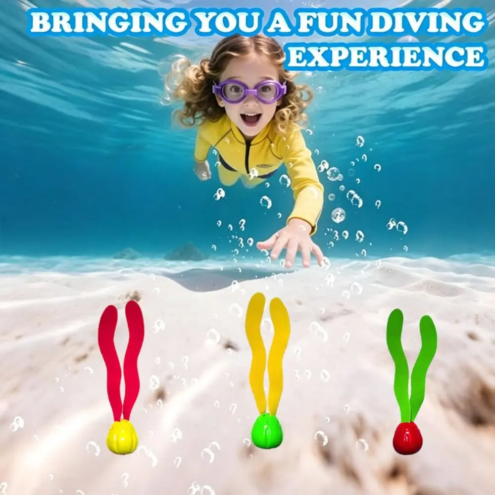 3PCS Artificial Aquatic Plants Diving Seaweed Bright Colors Random Color Underwater Training Swimming Training Soft Rubber